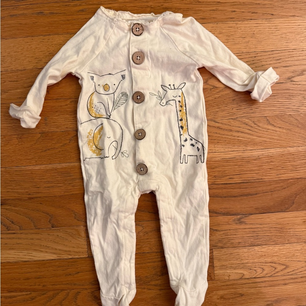 Mud Pie Cream One Piece with Animal Friends